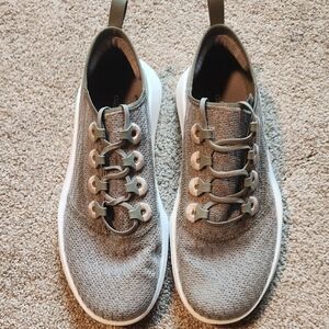 Casual Knit Slip-On Sneakers in Taupe and White